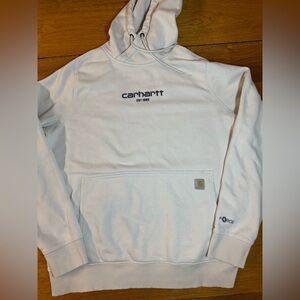 Carhartt Sweatshirt Womens XL Cream Relaxed Fit Lightweight Hoodie Force